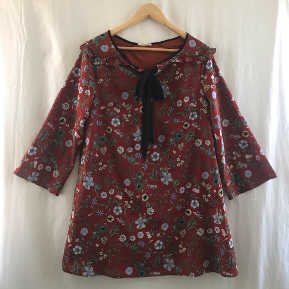 A-Line Floral Dress with Bell Sleeves - Picture 1 of 7
